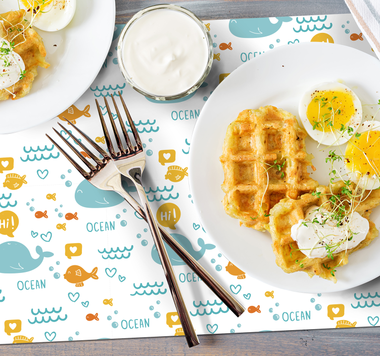 Mantel individual infantil criaturas del océano - TenVinilo