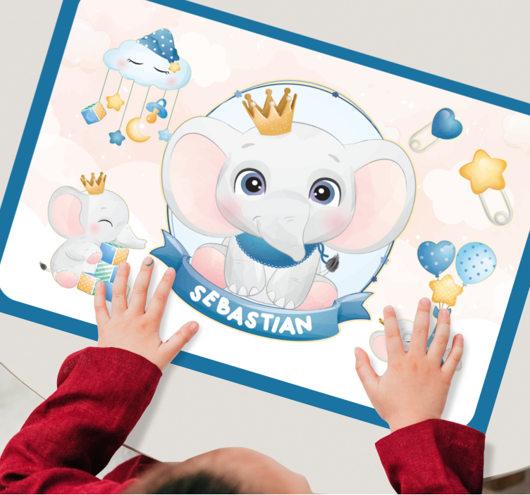 Mantel individual infantil ilustración de elefante lindo - TenVinilo