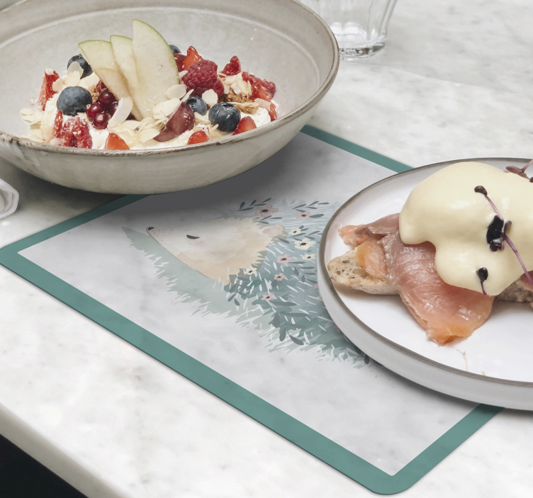 Mantel individual infantil ilustración de erizo lindo - TenVinilo