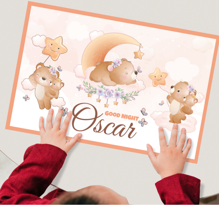 Mantel individual infantil osos con estrellas - TenVinilo