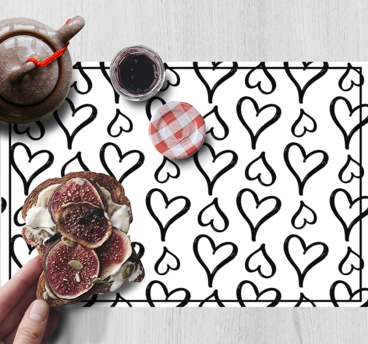 Mantel individual infantil patrón de corazones juguetón - TenVinilo