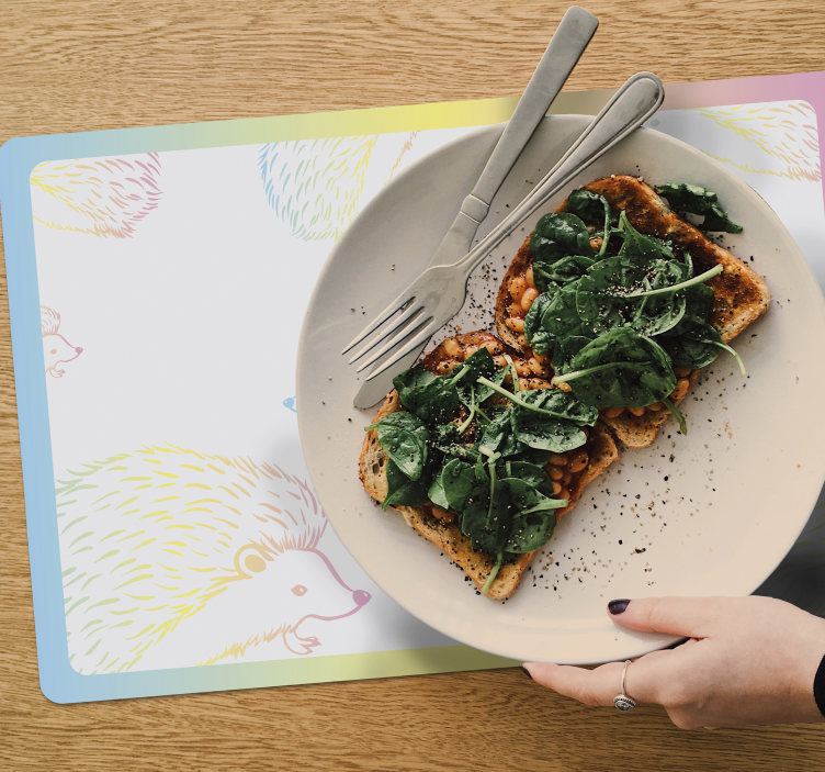 Mantel individual infantil patrón de erizos coloridos - TenVinilo