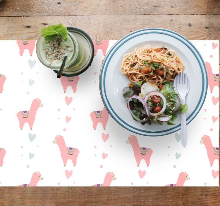 Mantel individual infantil patrón de llama linda - TenVinilo