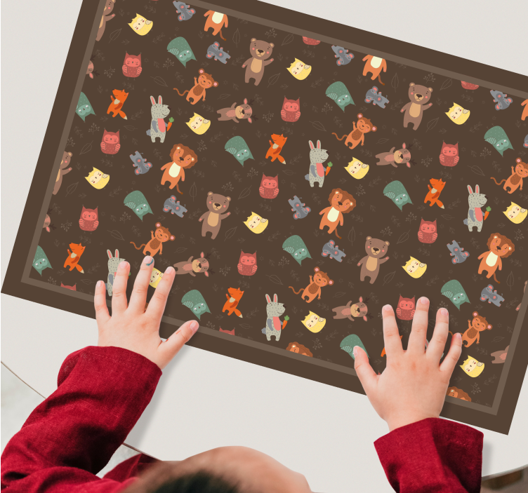 Mantel individual infantil patrón de personajes animales - TenVinilo