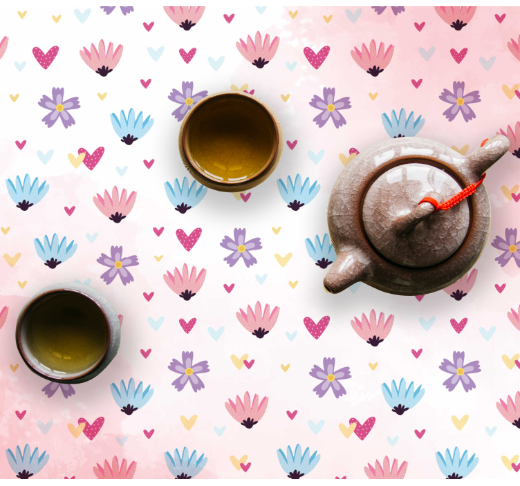 Mantel individual infantil patrones de corazones florales - TenVinilo