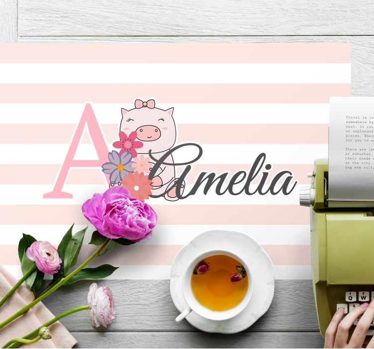 Mantel individual infantil personaje cerdito lindo - TenVinilo