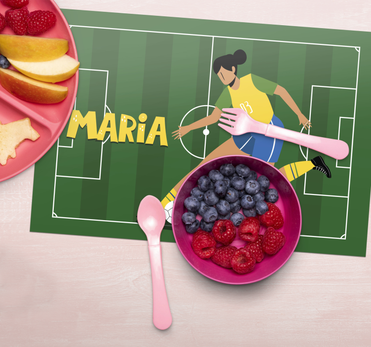 Mantel individual jugadora de fútbol - TenVinilo