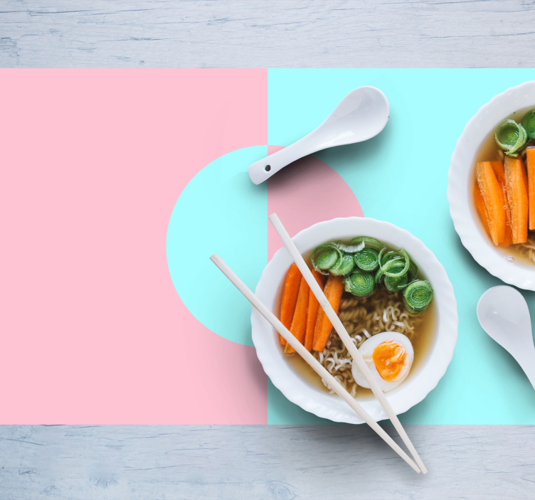 Mantel individual moderno arreglo de cuencos minimalista - TenVinilo