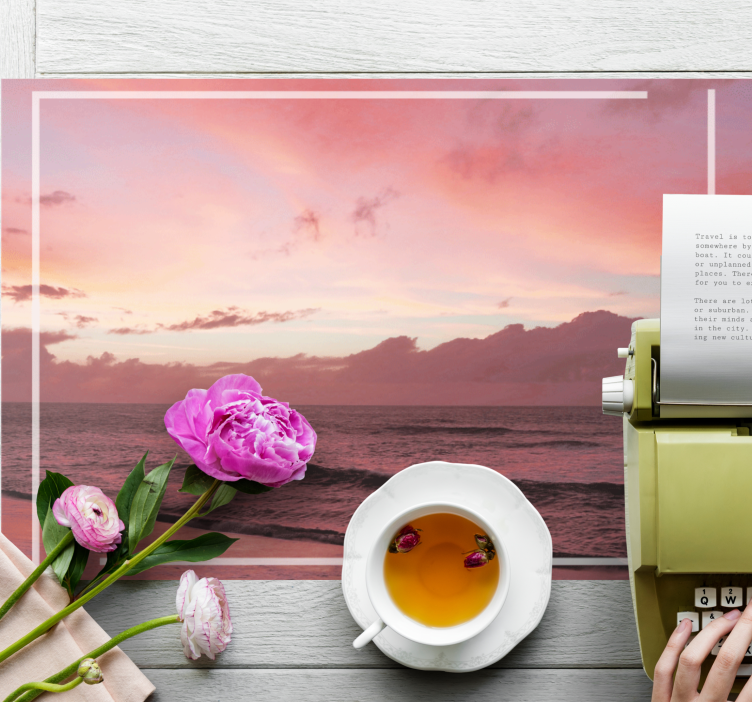 Mantel individual moderno atardecer costero sereno - TenVinilo