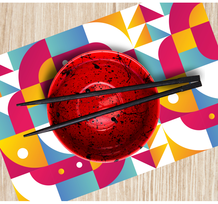 Mantel individual moderno con patrones geométricos audaces - TenVinilo