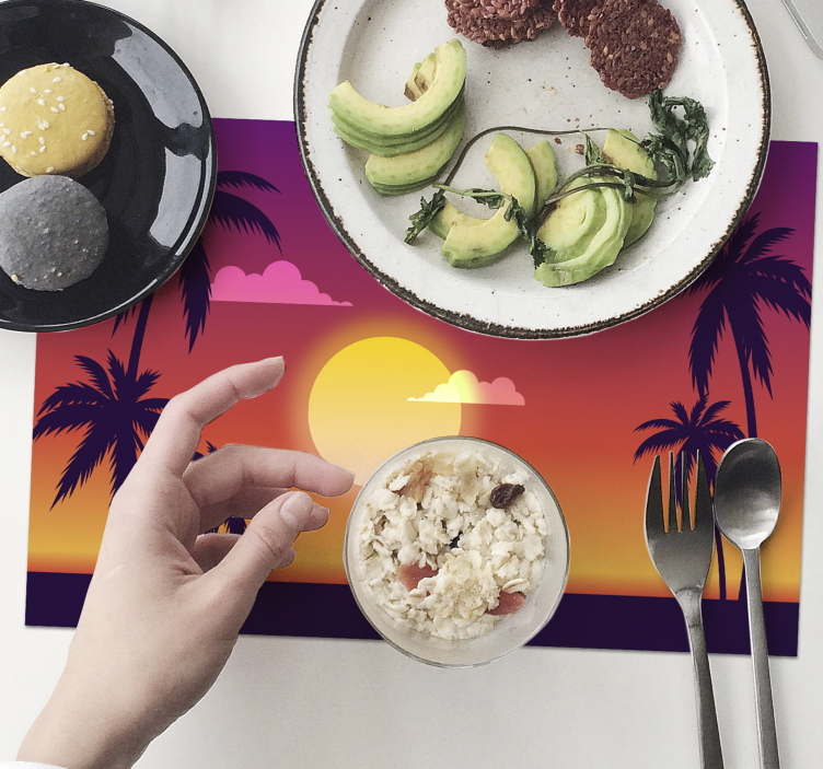 Mantel individual moderno escena de atardecer tropical - TenVinilo