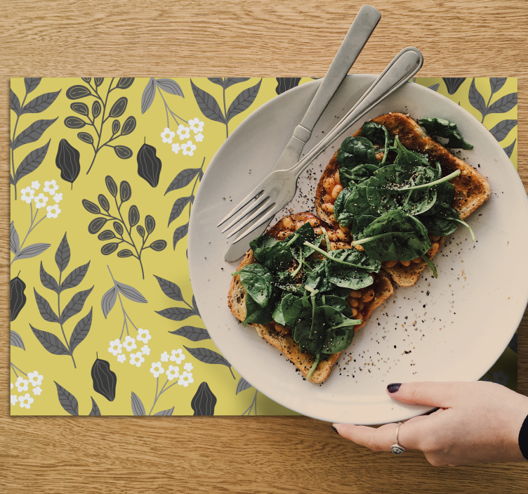 Mantel individual moderno motivo floral amarillo - TenVinilo