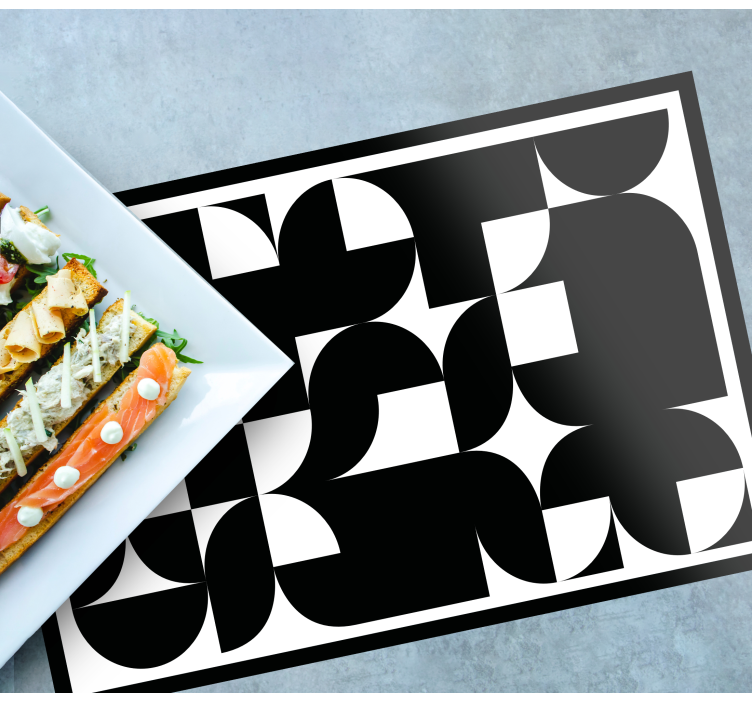 Mantel individual moderno motivo geométrico negro - TenVinilo