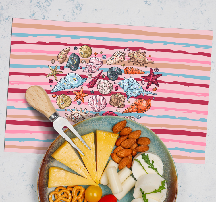 Mantel individual moderno patrón de corazones con conchas - TenVinilo