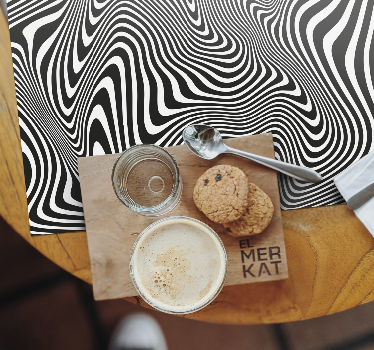 Mantel individual moderno patrones negros fluidos - TenVinilo