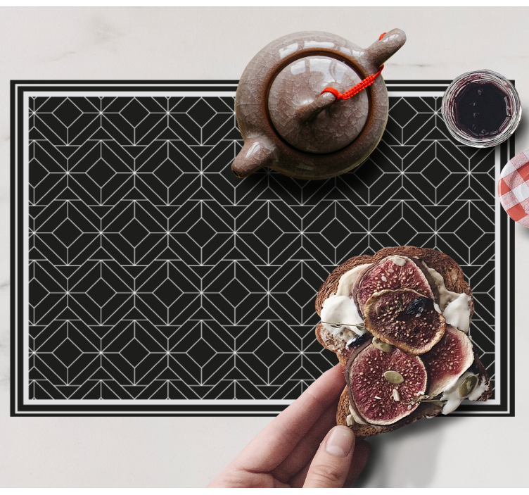 Mantel individual moderno superficie geométrica negra - TenVinilo