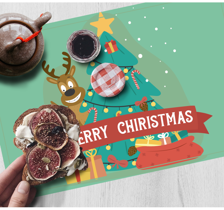 Mantel individual navideño Árbol festivo alegre - TenVinilo