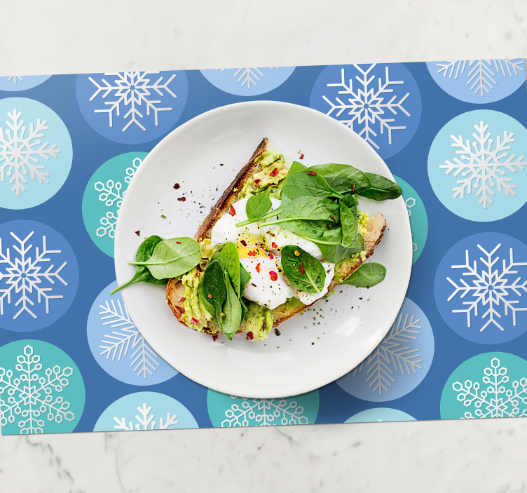 Mantel individual navideño círculo de copos de nieve - TenVinilo