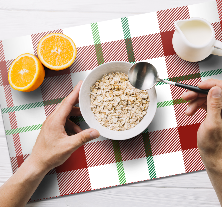 Mantel individual navideño de cuadro escocés - TenVinilo