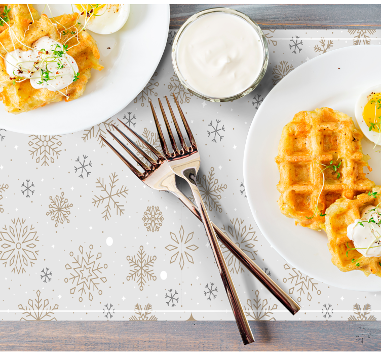 Mantel individual navideño decorado con copos de nieve - TenVinilo