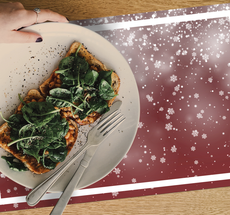 Mantel individual navideño escena de copos festivos - TenVinilo