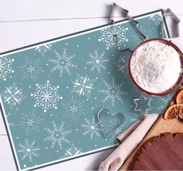 Mantel individual navideño fondo de copos de nieve - TenVinilo