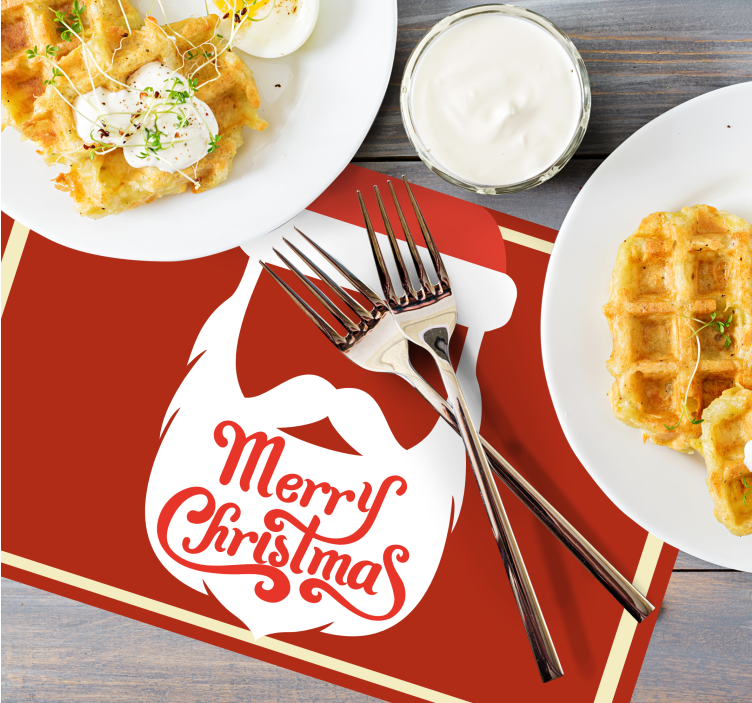 Mantel individual navideño gráfico de barba de santa - TenVinilo