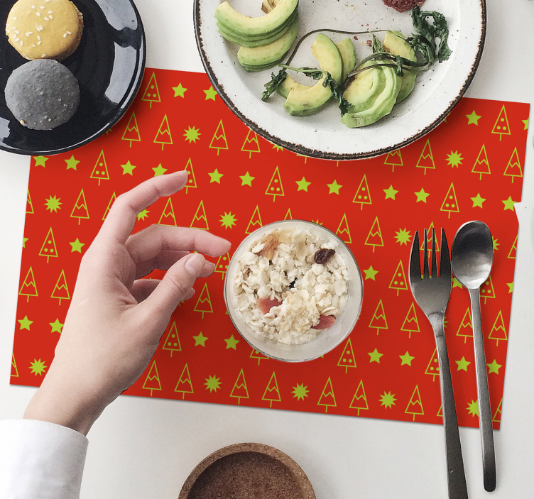 Mantel individual navideño patrón de Árbol festivo - TenVinilo