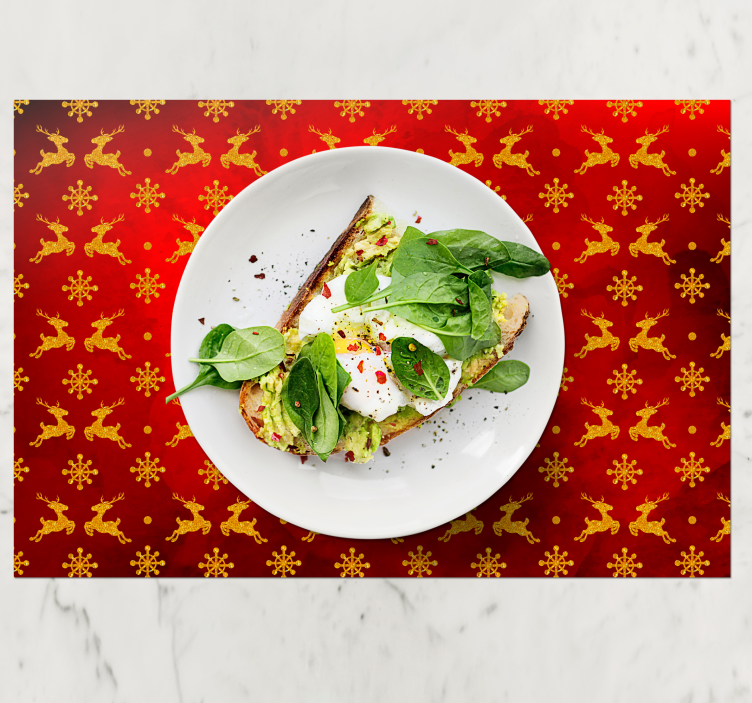 Mantel individual navideño patrón de renos rojos - TenVinilo