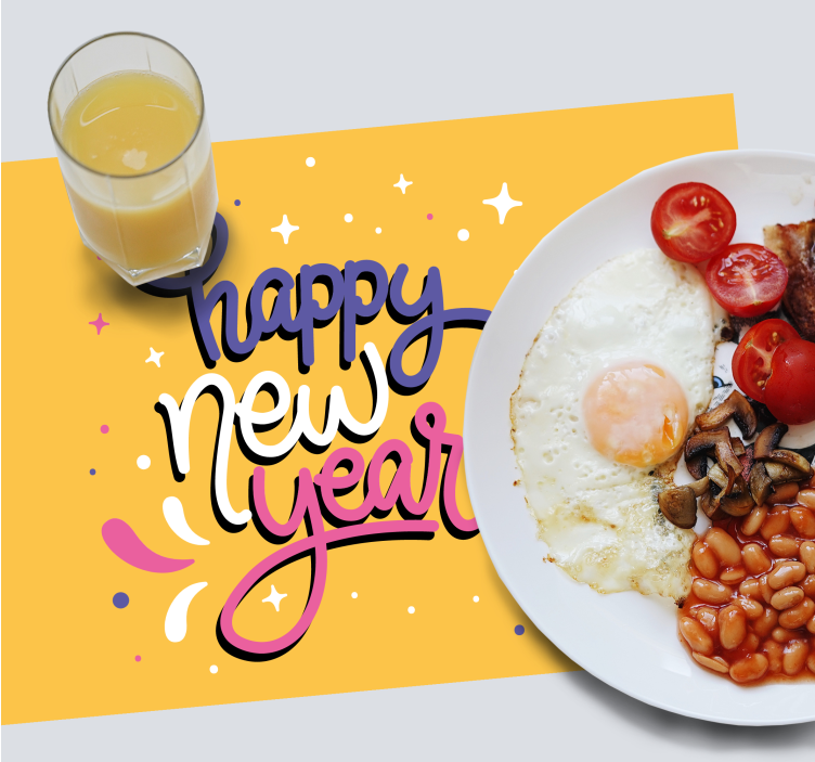 Mantel individual navideño tipografía feliz año nuevo - TenVinilo