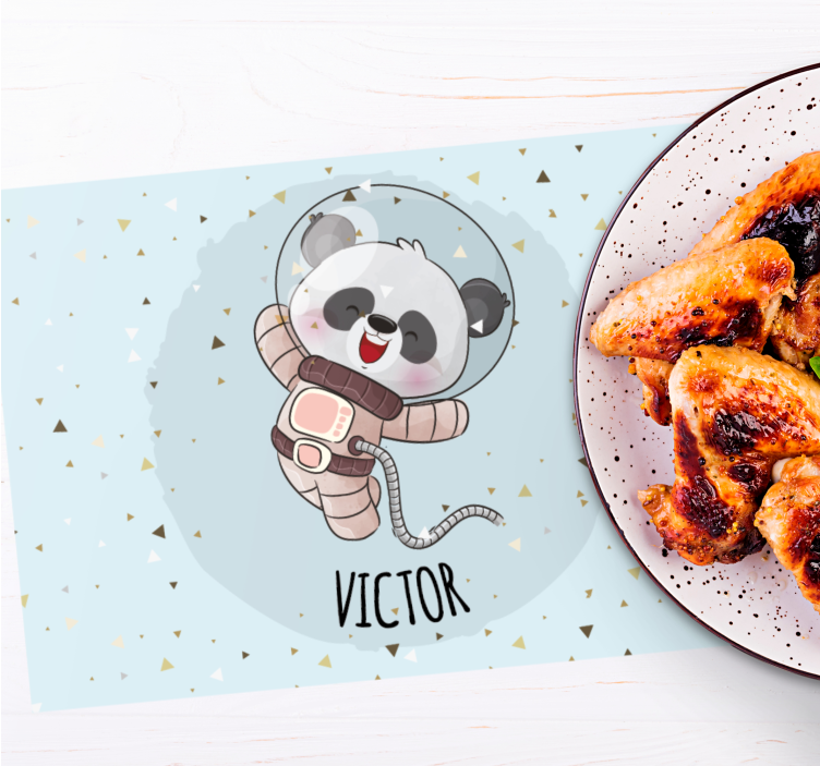 Mantel individual infantil Lindo panda para niño con nombre - TenVinilo