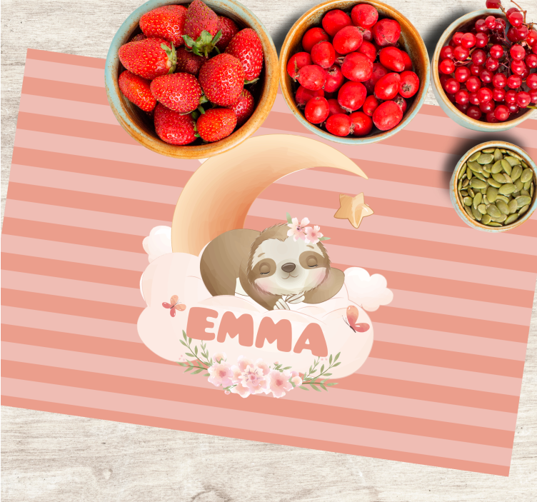 Mantel individual infantil Lindos animales perezosos con nombre - TenVinilo