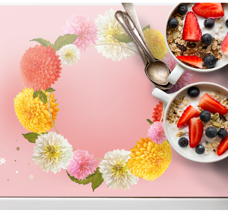 Mantel individual original acento floral circular - TenVinilo