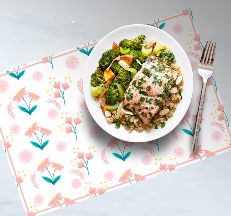 Mantel individual original arte con patrón floral - TenVinilo