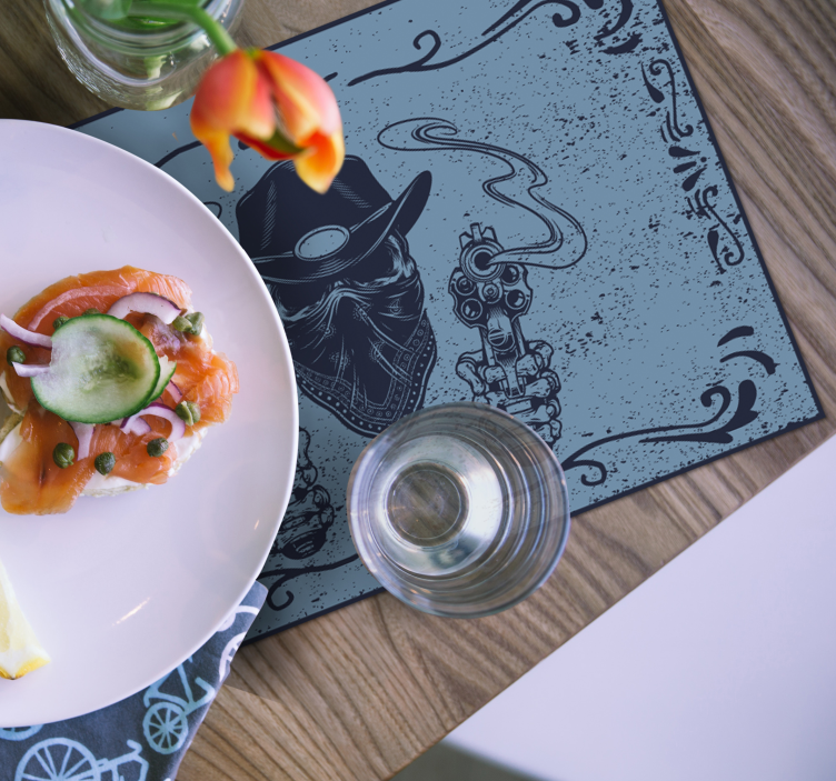 Mantel individual original cara de vaquero con pistolas - TenVinilo