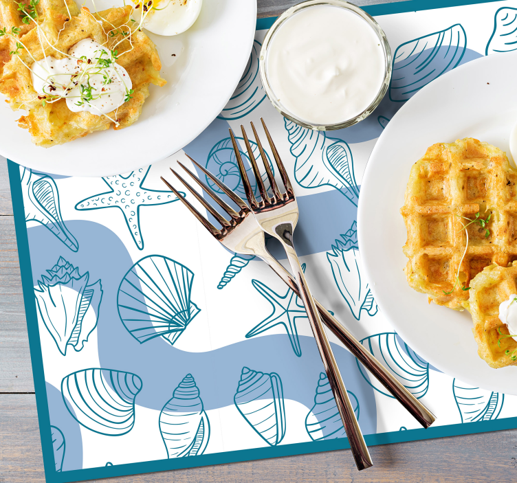 Mantel individual original colección de patrones de conchas - TenVinilo