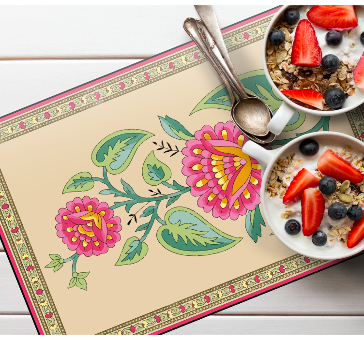 Mantel individual original con centro de mesa floral - TenVinilo