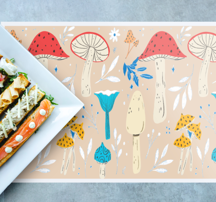 Mantel individual original con diseño de setas caprichosas - TenVinilo