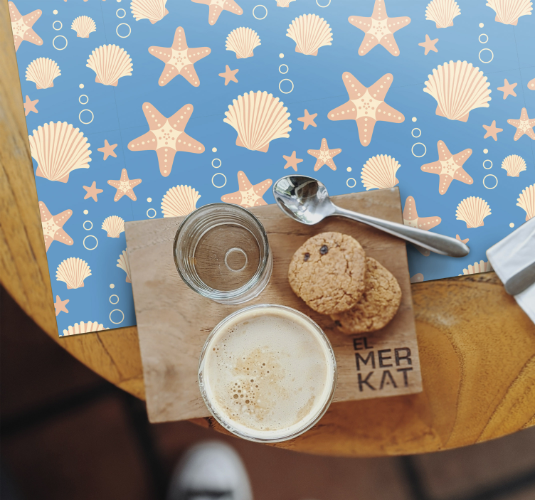 Mantel individual original con patrones de conchas náuticas - TenVinilo