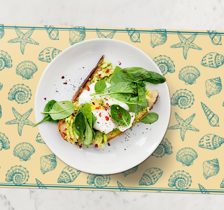 Mantel individual original de vajilla con conchas - TenVinilo