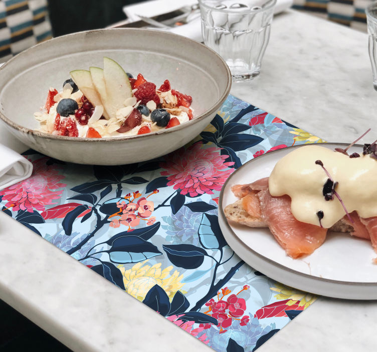 Mantel individual original elegancia de patrón floral - TenVinilo