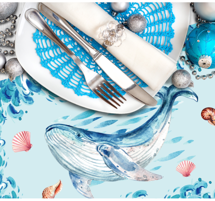 Mantel individual original elementos del mar ballena - TenVinilo