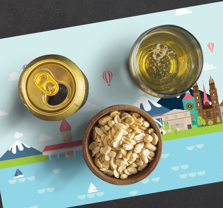 Mantel individual original escena colorida de ciudad - TenVinilo