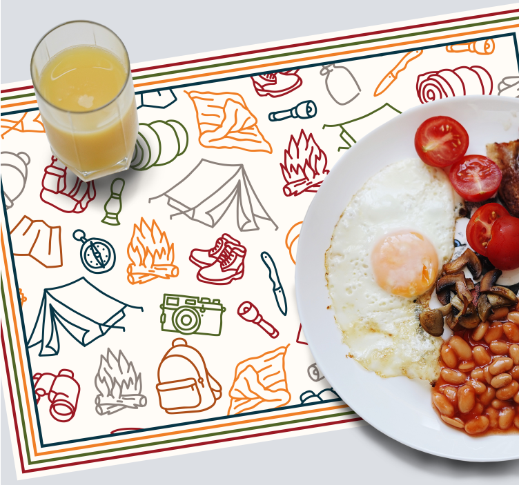 Mantel individual original iconos de aventura camping - TenVinilo