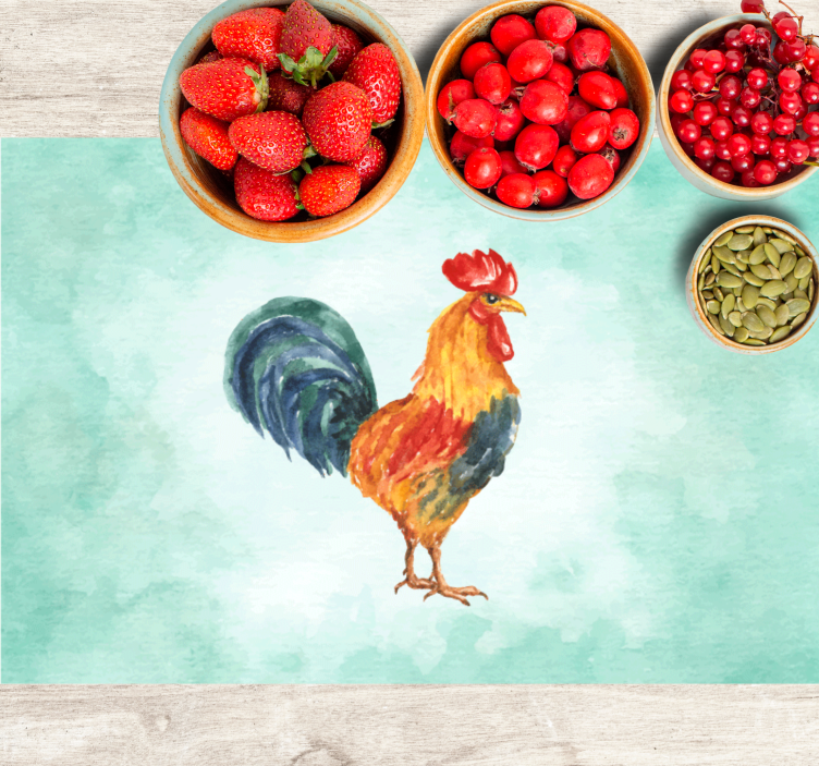 Mantel individual original ilustración de gallo colorido - TenVinilo