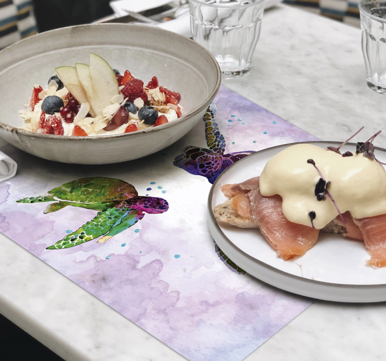 Mantel individual original ilustración de tortuga colorida - TenVinilo