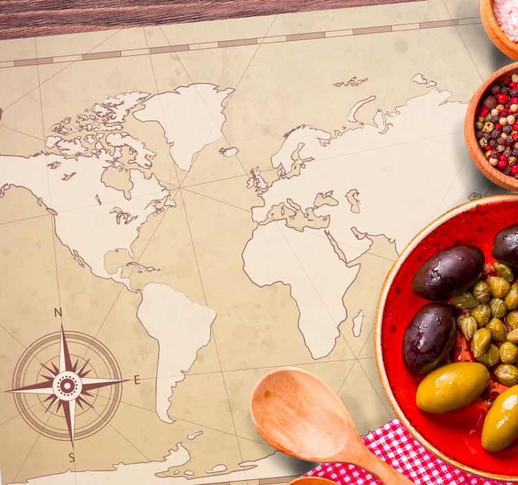 Mantel individual original ilustración del mapa mundial - TenVinilo