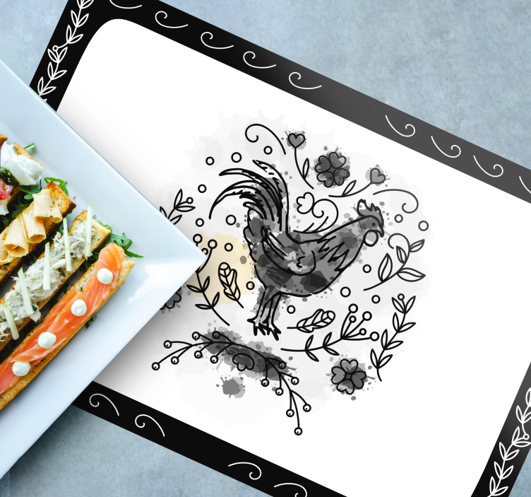 Mantel individual moderno ilustración elegante de gallo - TenVinilo