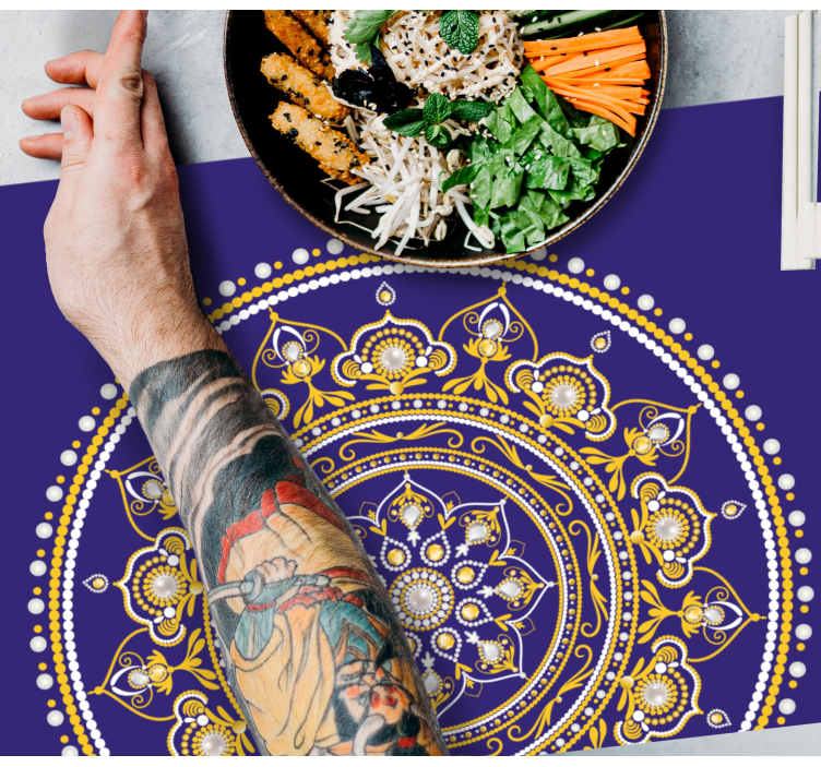 Mantel individual original mandala dorado intrincado - TenVinilo