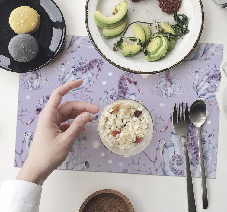 Mantel individual original motivo caballito de mar - TenVinilo